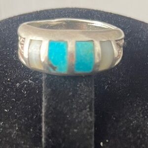 Turquoise, Mother of Pearl & Sterling Silver Women's Ring
